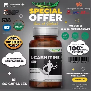 Nutrilabs L Carnitine 500mg - 90 Capsules (Not Now Puritan ) OBAT PELANGSING