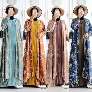 Hijab Sisters Alma Dress Set Outer Maxi Jumbo Maxmara Luxury Motif Bbunga Gamis Muslim Wanita LD 115 Busui Friendly
