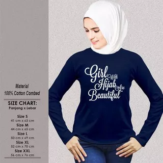Kaos Muslim Wanita Panjang SP-WLM0SAK348 GIRL WITH HIJAB ARE BEAUTIFUL Baju Muslimah
