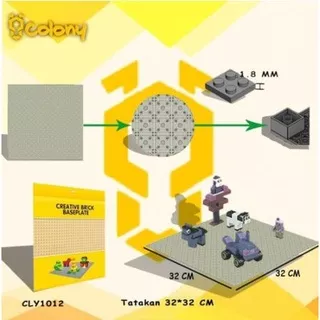 CLY1012 Abu Tatakan Papan Alas Lego Blok BLock Balok Bricks Tumpuk Building Set Mainan Anak Hobi Koleksi Model Kit COLONY