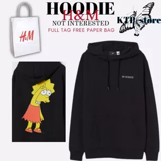 SWEATER HOODIE H&M THE SIMPSONS NOT INTERESTED BLACK FULL TAG H&M FREE PAPER BAG JAKET SWEATER HOODIE HNM PRIA WANITA HOODIE H&M NOT IN TERESTED HOODIE H and M MURAH Hoodie h&m Black JAKET H&M Hitam