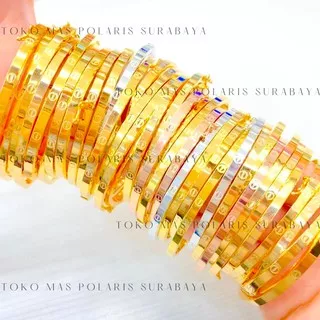 Gelang Cartier Bangle Oval Polos Love Bracelet Perhiasan Emas Kuning Kadar 375 8K 9K GK375|03200|56