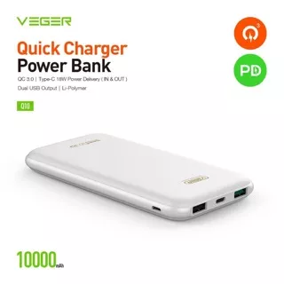 Powerbank VEGER ULTIMATE Q10 QUALCOMM QUICK CHARGE 3.0 10000mah 100% real kapasitas ORIGINAL
