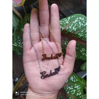 kalung nama titanium lapis emas 24karat