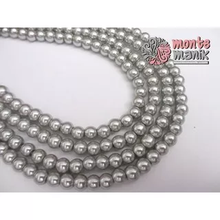 Mutiara Sintetis 6 dan 8 mm-07 abu-abu silver Bahan Craft Manik