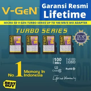 Micro SD V-gen 128GB Turbo Series MicroSD Vgen 128 GB Class 10 V gen Original