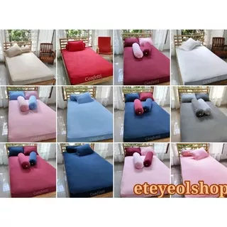 full kaos uk doble,pilihan warna via chat, sprei ANTI KUSUT Merk Confett (Tanpa bedcover)