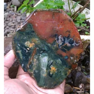 suiseki batu alam batu akik lempengan panca warna semi kristal natural super jozz asli sungai Klawing kode 03