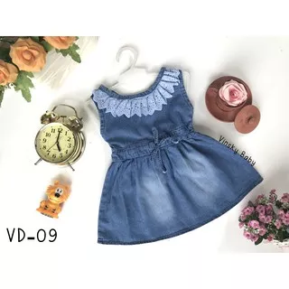 Baju Bayi Jeans Denim Dress Levis Anak Renda 6-18 bulan