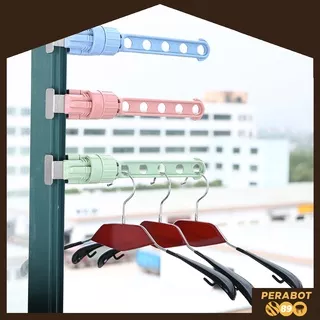 Gantungan Hanger Baju Balkon Jendela Indoor 5 Lubang Bisa Dijepit Di Lemari/Kaca