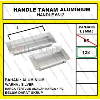 Handel Tanam Laci Lemari Aluminium Silver Handle 6612-128