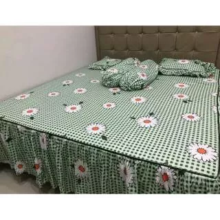 Bed cover dg sprei rempel /rumbai / bahan star dan esra/ homemade/ tempahan