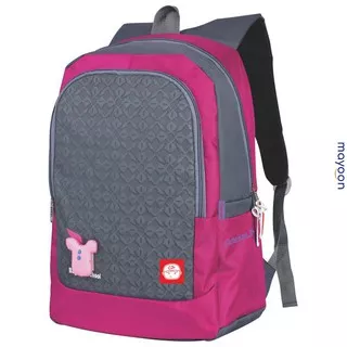 Mayoon Tas Ransel Sekolah Laptop 15 Inch SD TK PAUD Anak Perempuan Polos Abu Pink 3002