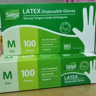 Sarung tangan latex powder disposable gloves / handskun handscoon isi 100