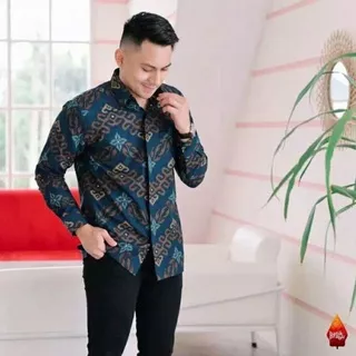 Batikcouple Kemeja Batik Pria Lengan Panjang & pendek  motif songket biru Size S M L XL XXL  Batik Premium kemeja pria batik pria prabu seno