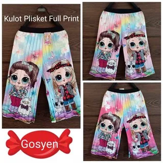 Celana Kulot Anak Plisket Scuba Motif Lol - 01