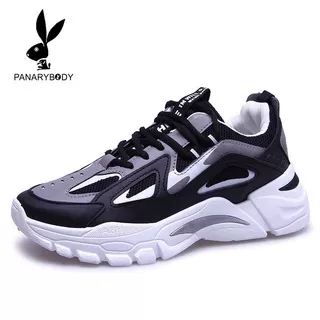 Sepatu Pria Casual Sporty Sneakers Cowok Tali Keren Sepatu Olahraga Pria Snakers Pria Berkualitas Hitam