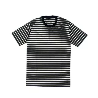 Kaos salur belang Stripe Dominan Hitam cotton combed 30s