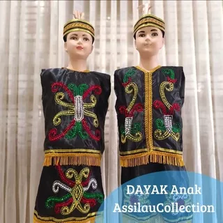 baju adat tradisional kaltim/dayak ukuran anak TK.SD.SMP//pakaian adat nusantara kaltim/dayak setelan laki.perempuan