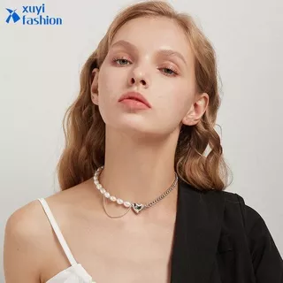 Fashion Pearl Heart-shaped Necklaces Choker Silver Chain Elegant Necklaces Women Jewelry Accessories