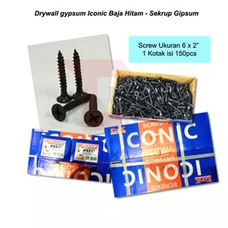 Drywall gypsum Screw Iconic Baja Hitam 6x2 - Sekrup Gipsum 1 Kotak