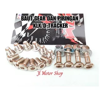 BAUT PIRINGAN CAKRAM DAN GEAR GIR KLX DTRACKER 150 STAINLES VZM RACING - BAUT DISC DAN GIR GEAR KLX D-TRACKER STAINLESS VZM RACING