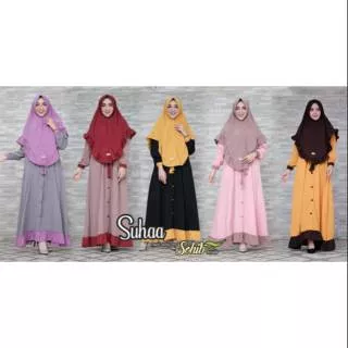Suhaa Syari Set By Sohib Gamis Polo Rempel Set Khimar Rempel Hijab Muslim