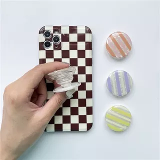 Colorful Stripes Pattern Phone Braceket Clear Base Phone Grip Desktop Phone Holder