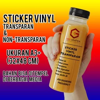 Geo Grafika - Stiker Vinyl Transparan & Non Transparan Anti Air Anti Panas Full Color A3+