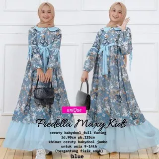 SL Fredella Maxy Kids/Pakaian muslim anak perempuan/Baju syari anak perempuan/ gamis anak perempuan/baju anak usia 9 10 11 12 13 14