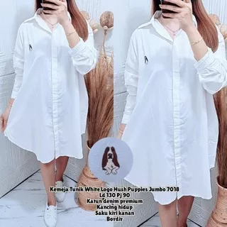 DRESS KEMEJA KERAH DRESS PUTIH KEMEJA PUTIH TUNIK PUTIH BANGKOK MIDI DRESS HUSH PUPPIES GU 70188