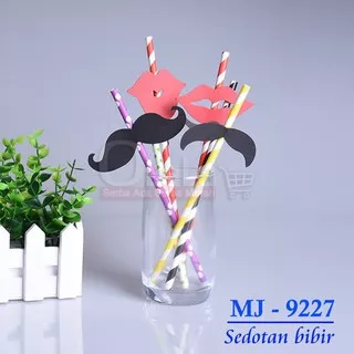 Sedotan KUBIR 6pcs Sedotan Karakter Kumis Bibir Lucu Unik menarik MJ-9227