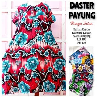 DASTER PAYUNG Bunga Intan//Bahan Rayon//Kancing Depan