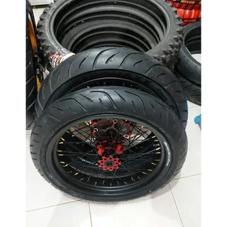 PAKET WHEELSET VELG SET CRF KLX 150 SUPERMOTO 300 350 RING 17 + BAN TINGGAL PASANG SAJA