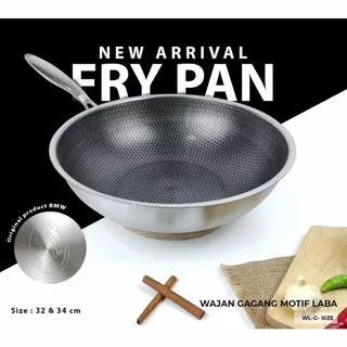 Wajan Laba Laba Wajan Kuali Stainless Motif Anti Lengket Wok Pan Hitam