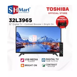 TOSHIBA LED TV DIGITAL 32 INCH 32L3965 FREE BRACKET GARANSI RESMI TOSHIBA (MEDAN)