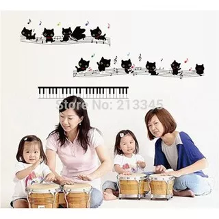 METH AY7253 CUTE CAT N MELODY WALLSTICKER 50X70 WALLSTIKER STIKER DINDING ANAK  DEKORASI RUANGAN STICKER TEMBOK WALLSTICKER