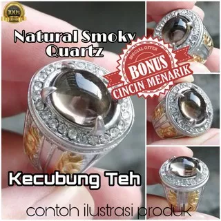 Cincin Batu Akik Kecubung Teh Asli Natural Smoky Quartz