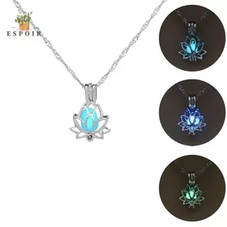 Espoir Kalung Choker Liontin Bunga Teratai Luminous Glow In The Dark Adjustable Untuk Wanita