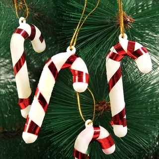 12Pcs/pack Christmas Candy Cane Pendant Festival Party Hanging Xmas Tree Decoration Supplies [Aurora]