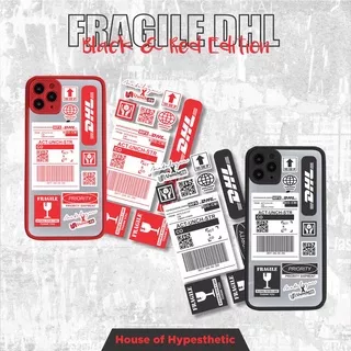 Sticker Aesthetic Case Handphone Ipad Laptop Tumblr Bujo Skateboard Helm DHL Fragile || DHL BLACK AND RED