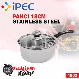 Panci Susu & Tutup Kaca / Milk Pot Stainless TEBAL / Panci Susu Stainless 1802