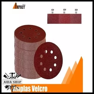 Amplas Bulat Velcro 5 Inch 8 Lubang NO Grit P60 80 100 120 150 240 400 Refill Amplas Gosok Bundar Tempel Keretekan Mesin Rotary Disc Orbital Sander