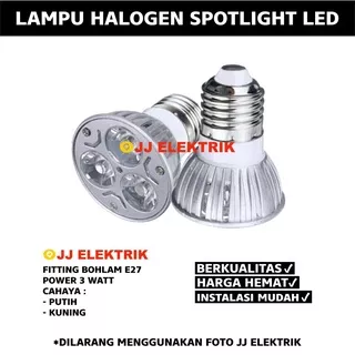 Lampu Sorot 3W 3 Watt 3 Mata Fitting/Fiting E27 Bohlam Halogen LED Spot Kuning Warm White