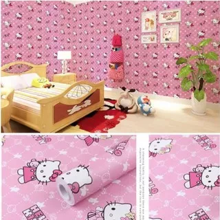 WALLPAPER DINDING UKURAN 45 cm x 10 M Motif Hello Kitty HK Helo Kity Kiti Peri Star