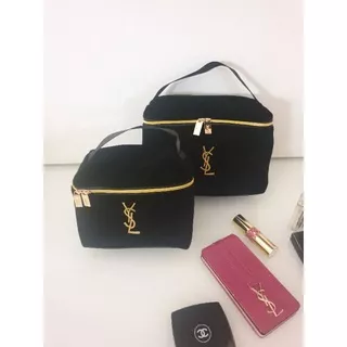 tas kosmetik makeup pouch  suede Yvest saint laurent YSL ori beauty gift