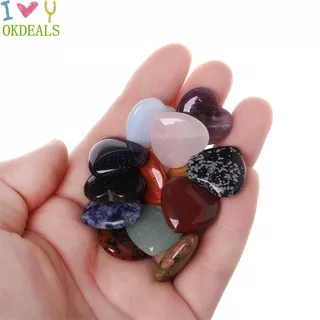 OKDEALS Gift Heart Shape Crystal Reiki Minerals Natural Quartz Chakra Healing Stone Handmade Jewelry Home Decoration Handicraft DIY Accessories Gemstones Pendant