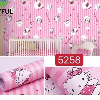 wallpaper dinding sticker dinding hello Kitty salur pink±10M*45CM