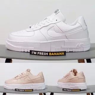 PREMIUM ORIGINAL SEPATU NIKE AIR FORCE AF 1 PIXEL FULL ALL WHITE PEACH TAN PUTIH