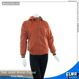 2344 Jaket Motor Harian Bolak Balik Anti Angin Waterproof Wanita Cewek Original Distro – Orange Bata